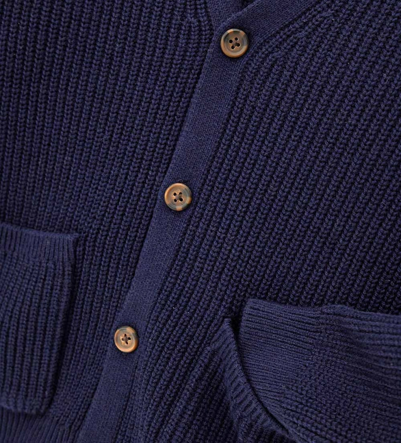 σκούρα μπλε αγορίστικη πλεκτή ζακέτα cardigan Original Marines με κουμπιά και τσέπες.