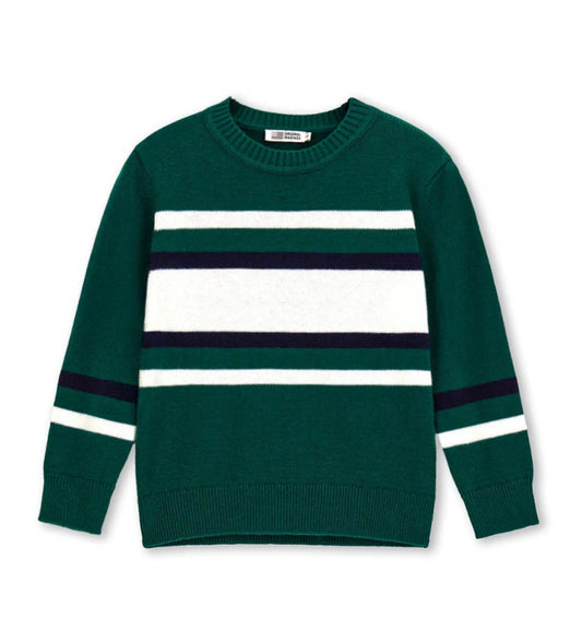 πράσινη αγορίστικη πλεκτή μπλούζα pullover Original Marines με ρίγες jacquard.