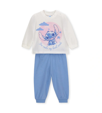 Παιδικές βαμβακερές πυτζάμες Original Marines με τον Stitch της Disney, σε λευκό και μπλε χρώμα, για κορίτσια 3-36 μηνών.