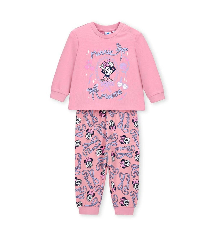 ροζ βρεφική βαμβακερή πυτζάμα Original Marines με στάμπα Disney Minnie Mouse και παντελόνι allover print.