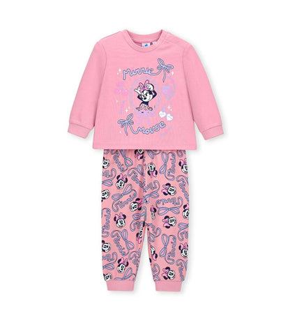 ροζ βρεφική βαμβακερή πυτζάμα Original Marines με στάμπα Disney Minnie Mouse και παντελόνι allover print.