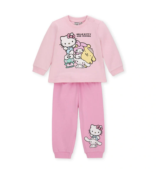 ροζ βρεφική βαμβακερή πυτζάμα Original Marines με στάμπα Hello Kitty & Friends.