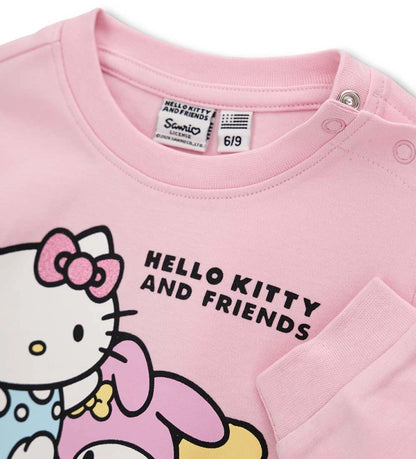 ροζ βρεφική βαμβακερή πυτζάμα Original Marines με στάμπα Hello Kitty & Friends.