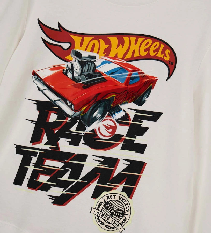 κόκκινη αγορίστικη βαμβακερή πυτζάμα Original Marines Hot Wheels με μπλε παντελόνι