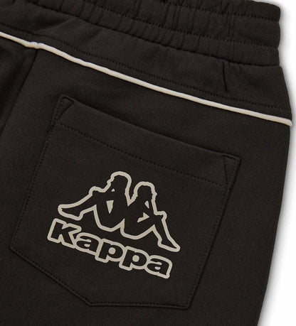 μαύρη αγορίστικη βερμούδα Original Marines x Kappa με κορδόνι και λευκές ρίγες.