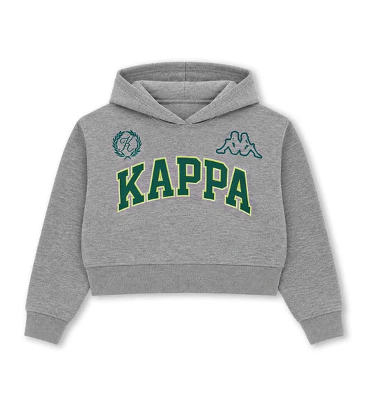 γκρι κοριτσίστικη φούτερ μπλούζα Original Marines Kappa με κουκούλα και κεντημένα λογότυπα.