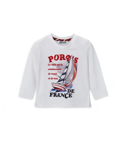 Original Marines λευκή μακρυμάνικη μπλούζα αγοριού 6 μηνών–5 ετών με ναυτικό print, οργανικό βαμβάκι, ιδανική για παιδικό σταθμό και βόλτες Άνοιξη–Φθινόπωρο