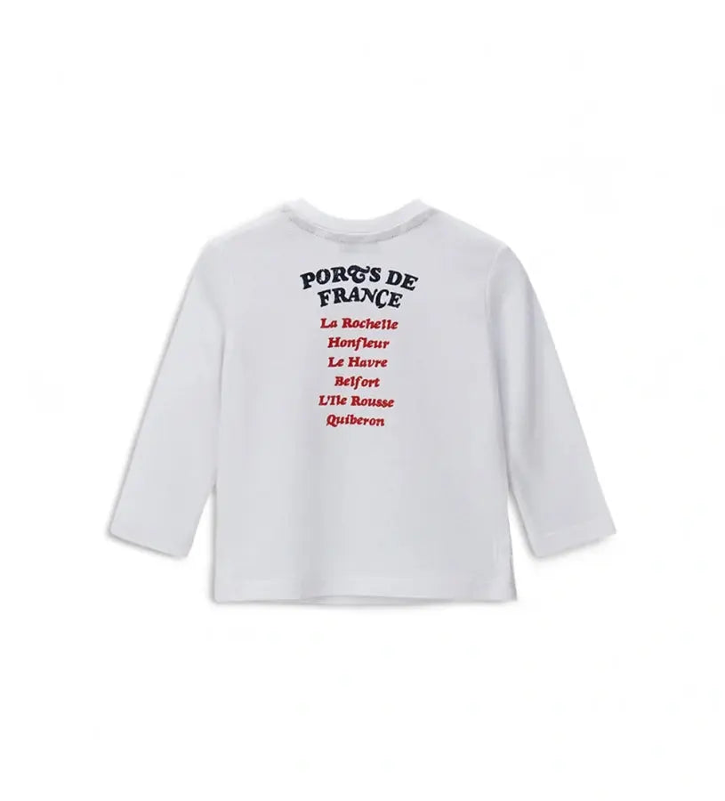 Original Marines λευκή μακρυμάνικη μπλούζα αγοριού 6 μηνών–5 ετών με ναυτικό print, οργανικό βαμβάκι, ιδανική για παιδικό σταθμό και βόλτες Άνοιξη–Φθινόπωρο
