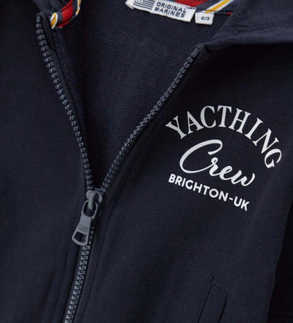 Μπλε παιδικό φούτερ με κουκούλα και φερμουάρ για αγόρια από 100% βαμβάκι.