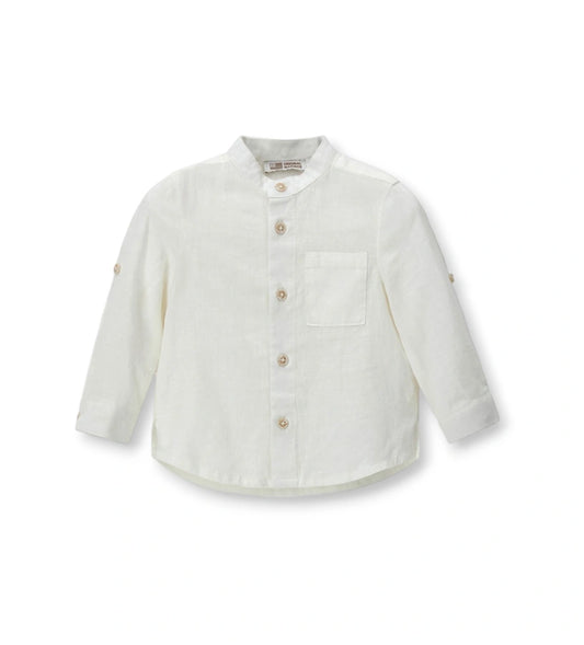 Παιδικό μακρυμάνικο πουκάμισο για αγόρι από λινό και βισκόζη σε ελαφριά σύνθεση για την άνοιξη.