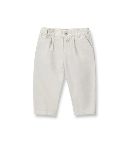 Παιδικό παντελόνι για αγόρι από βαμβάκι και λινό με πιέτες και ελαστική μέση.