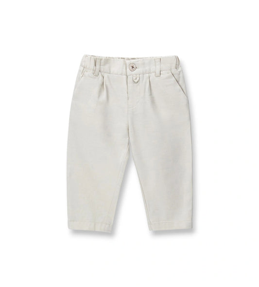 Παιδικό παντελόνι για αγόρι από βαμβάκι και λινό με πιέτες και ελαστική μέση.