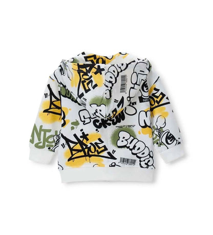 Παιδική ζακέτα για αγόρι κρεμ με κουκούλα και allover print Original Marines.