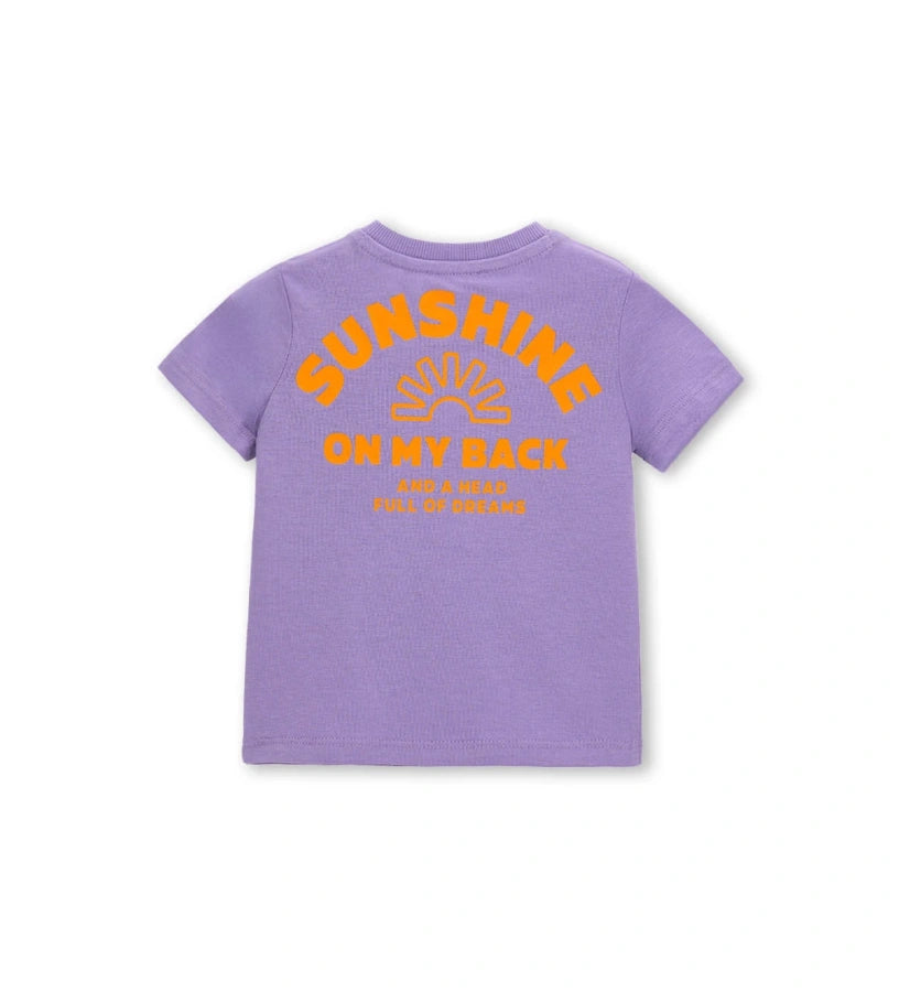 Μπροστινή όψη του αγορίστικου T-shirt Original Marines σε μοβ χρώμα με καλοκαιρινό γραφικό.