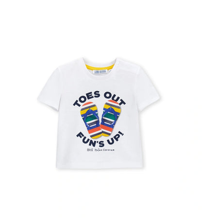 Παιδικό λευκό T-shirt για αγόρι 6 μηνών-5 ετών με καλοκαιρινό τύπωμα Original Marines.