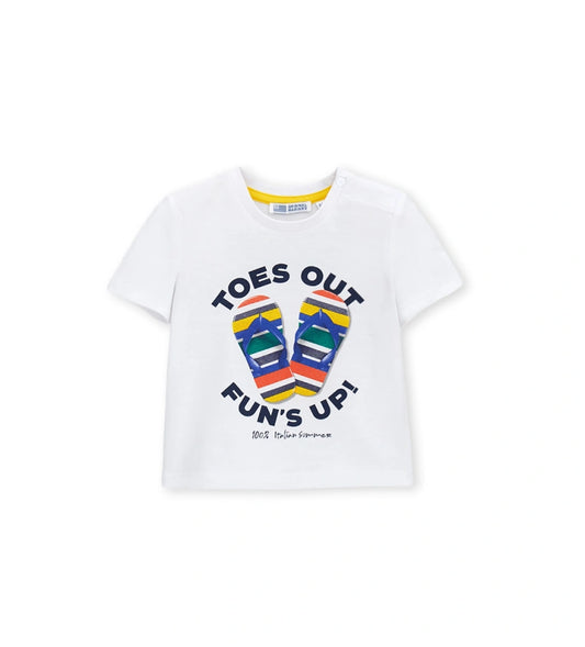 Παιδικό λευκό T-shirt για αγόρι 6 μηνών-5 ετών με καλοκαιρινό τύπωμα Original Marines.