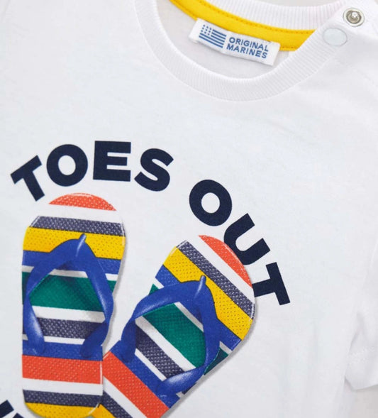 Παιδικό λευκό T-shirt για αγόρι 6 μηνών-5 ετών με καλοκαιρινό τύπωμα Original Marines.