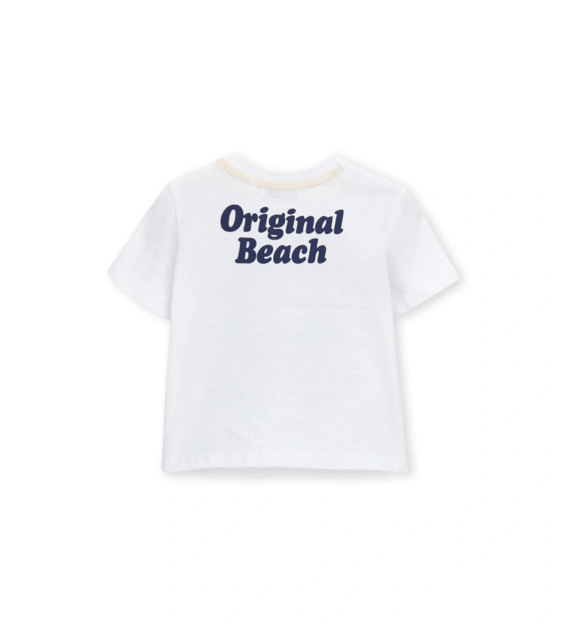 Παιδικό λευκό T-shirt για αγόρι 6 μηνών-5 ετών με καλοκαιρινό τύπωμα Original Marines.