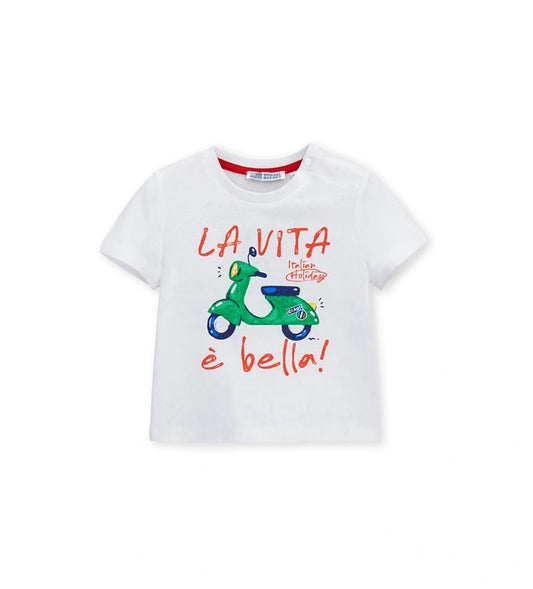 Παιδικό λευκό T-shirt για αγόρι 6 μηνών-5 ετών με πρωτότυπο τύπωμα Original Marines.