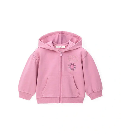 Κοριτσίστικη ζακέτα φούτερ Original Marines με κουκούλα, φερμουάρ και σχέδιο λουλούδι από πούλιες.