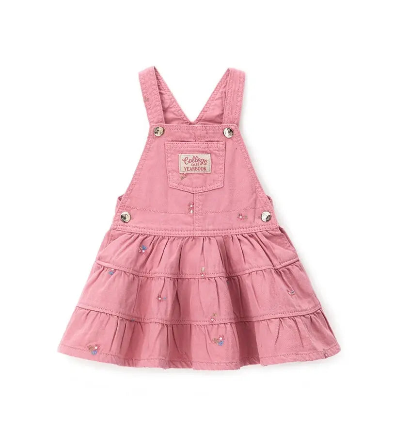 Παιδική βαμβακερή σαλοπέτα Original Marines για κορίτσι με κεντημένα λουλούδια και τσέπη στο στήθος.