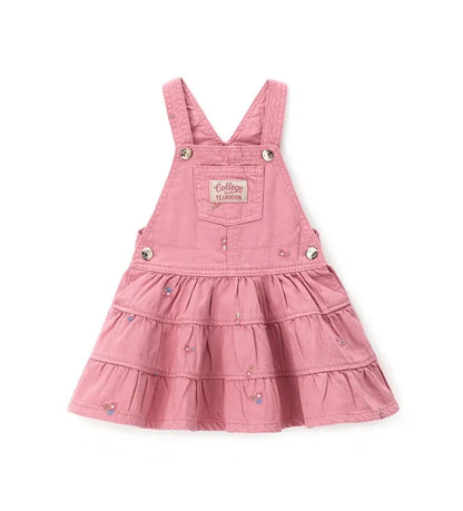 Παιδική βαμβακερή σαλοπέτα Original Marines για κορίτσι με κεντημένα λουλούδια και τσέπη στο στήθος.