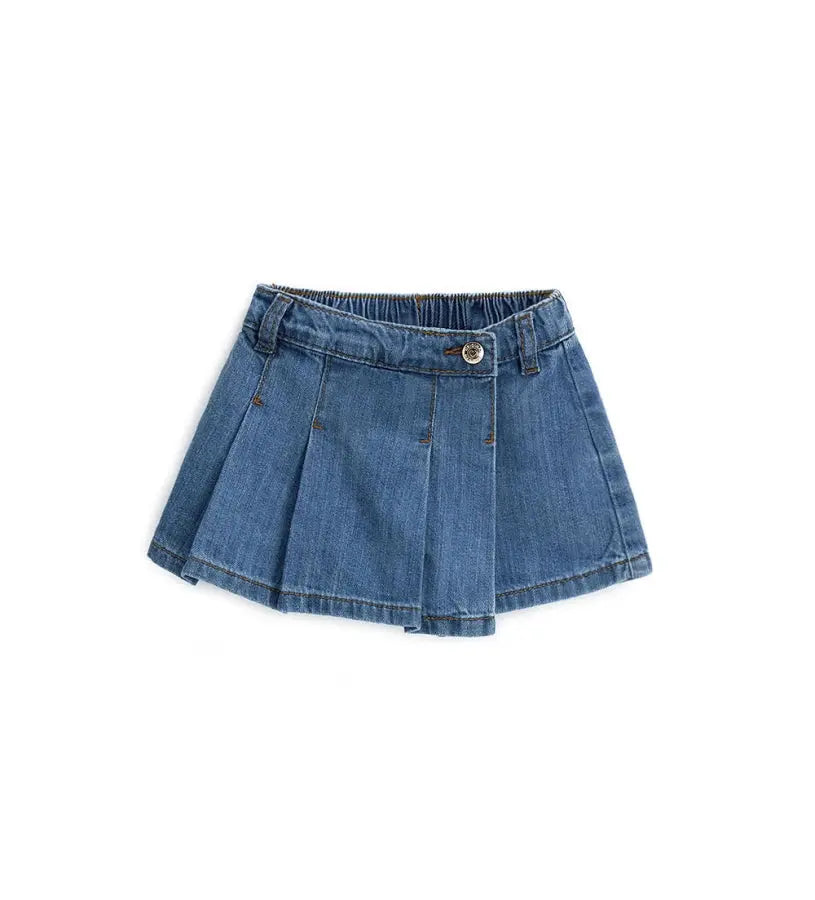 Παιδική φούστα culotte για κορίτσι από denim ύφασμα με φαρδιά γραμμή.