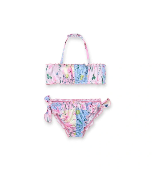 Παιδικό μπικίνι μαγιό για κορίτσι δύο τεμαχίων με πολύχρωμο φλοράλ σχέδιο.
