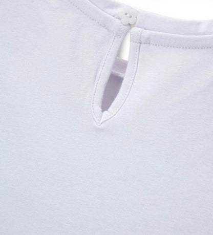 Παιδικό λευκό T-shirt για κορίτσι με διακοσμητική στάμπα και glitter Original Marines.