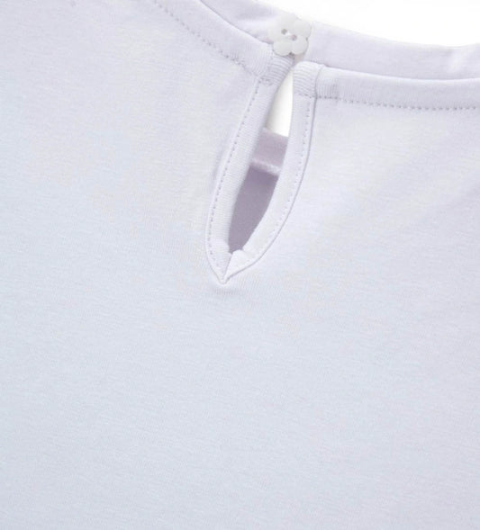 Παιδικό λευκό T-shirt για κορίτσι με διακοσμητική στάμπα και glitter Original Marines.