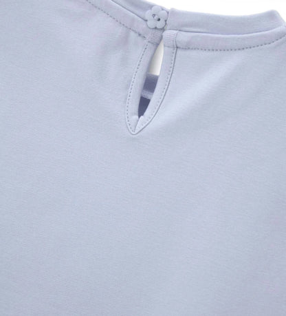 Παιδικό σιέλ T-shirt για κορίτσι με διακοσμητική στάμπα και glitter Original Marines.