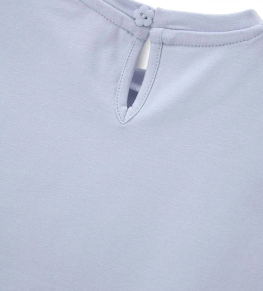 Παιδικό σιέλ T-shirt για κορίτσι με διακοσμητική στάμπα και glitter Original Marines.