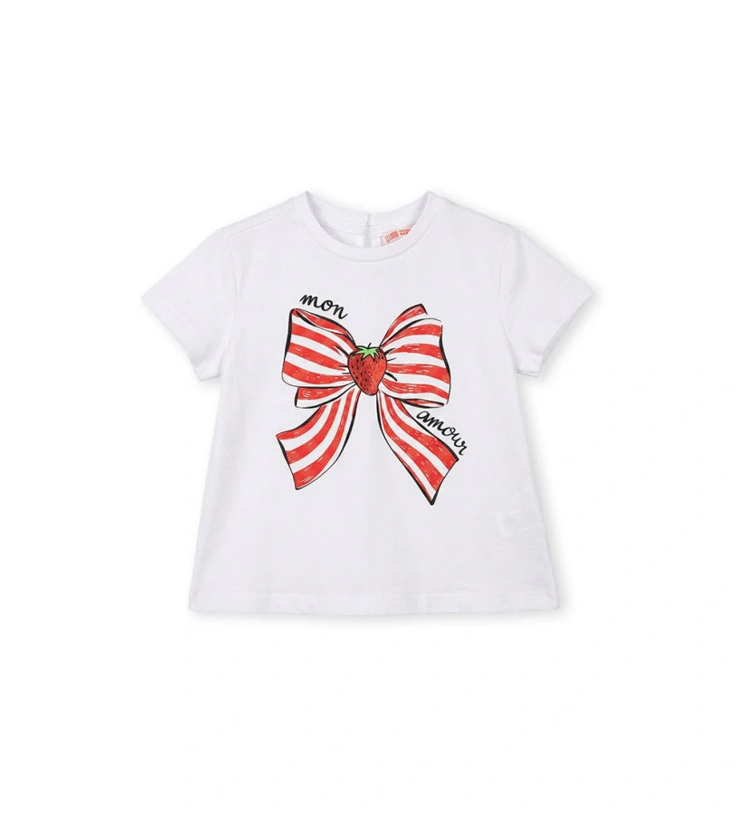 Παιδικό λευκό T-shirt για κορίτσι 6 μηνών έως 5 ετών με τύπωμα glitter Original Marines.