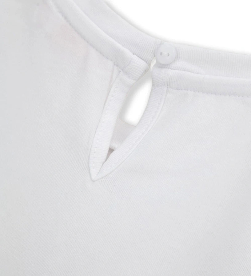 Παιδικό λευκό T-shirt για κορίτσι 6 μηνών έως 5 ετών με τύπωμα glitter Original Marines.