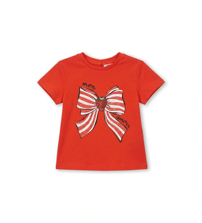 Παιδικό πορτοκαλί T-shirt για κορίτσι 6 μηνών έως 5 ετών με τύπωμα glitter Original Marines.