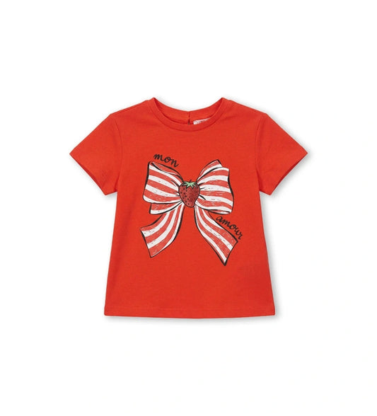 Παιδικό πορτοκαλί T-shirt για κορίτσι 6 μηνών έως 5 ετών με τύπωμα glitter Original Marines.