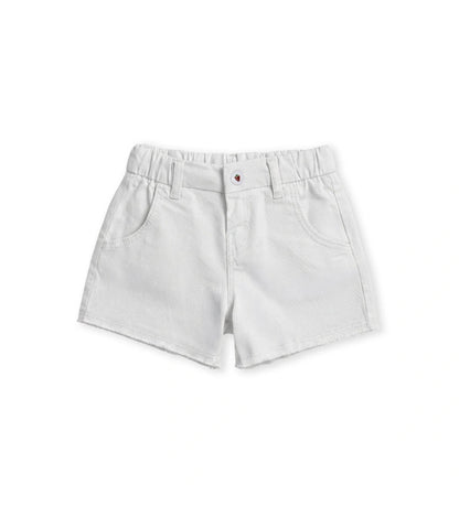 Παιδική λευκή βαμβακερή βερμούδα για κορίτσι 6 μηνών έως 5 ετών με κουμπί φράουλα Original Marines.
