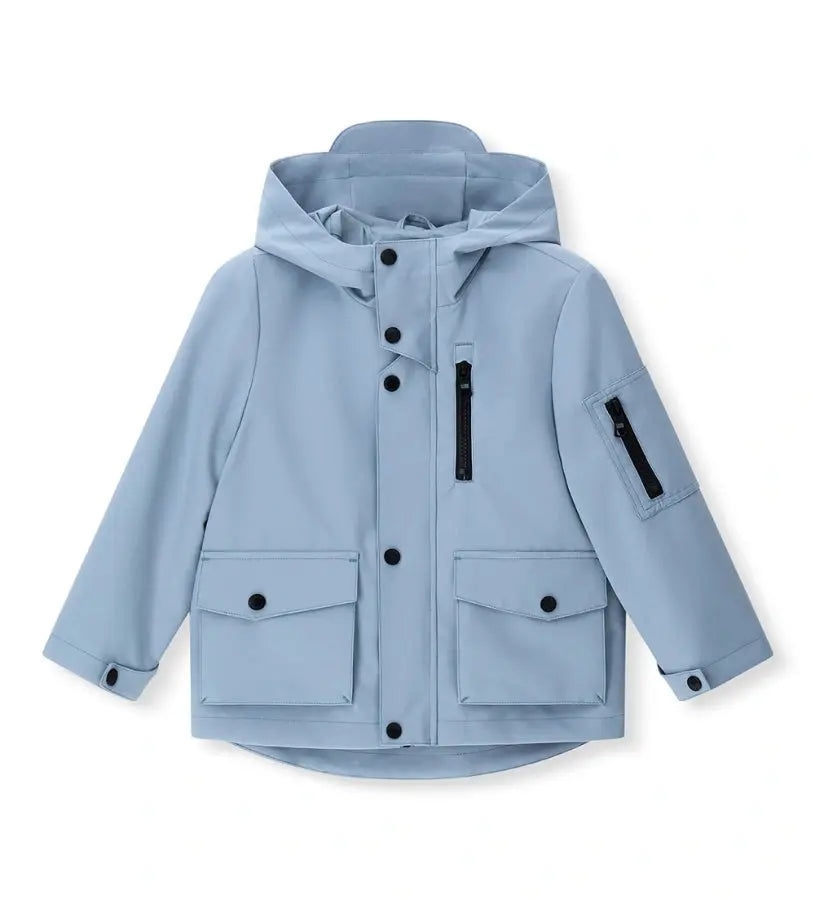 Γαλάζιο παιδικό jacket Original Marines με κουκούλα, φερμουάρ και πολλές τσέπες.