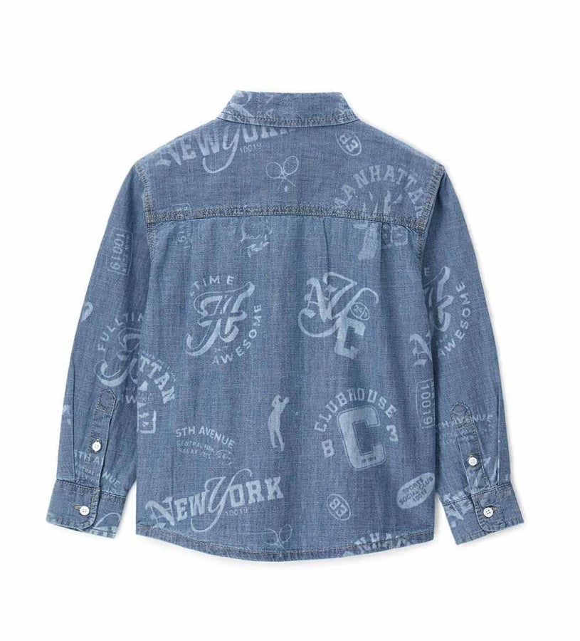 Η πίσω όψη του βαμβακερού denim πουκάμισου Original Marines για ηλικίες 5-14 ετών.