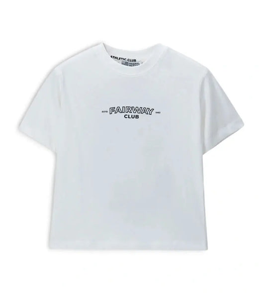 Λευκή βαμβακερή μπλούζα Original Marines αγοριού 5–14 ετών με Fairway Club print για καθημερινά στο σχολείο και casual βόλτες