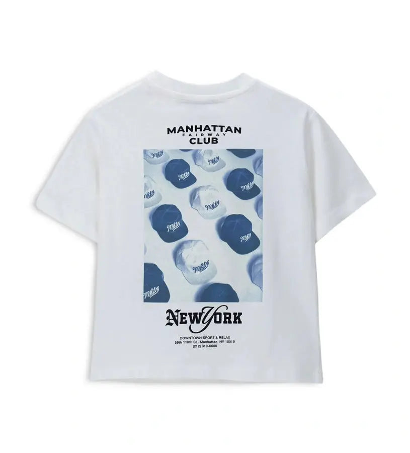 Λευκή βαμβακερή μπλούζα Original Marines αγοριού 5–14 ετών με Fairway Club print για καθημερινά στο σχολείο και casual βόλτες