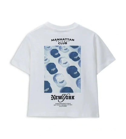 Λευκή βαμβακερή μπλούζα Original Marines αγοριού 5–14 ετών με Fairway Club print για καθημερινά στο σχολείο και casual βόλτες