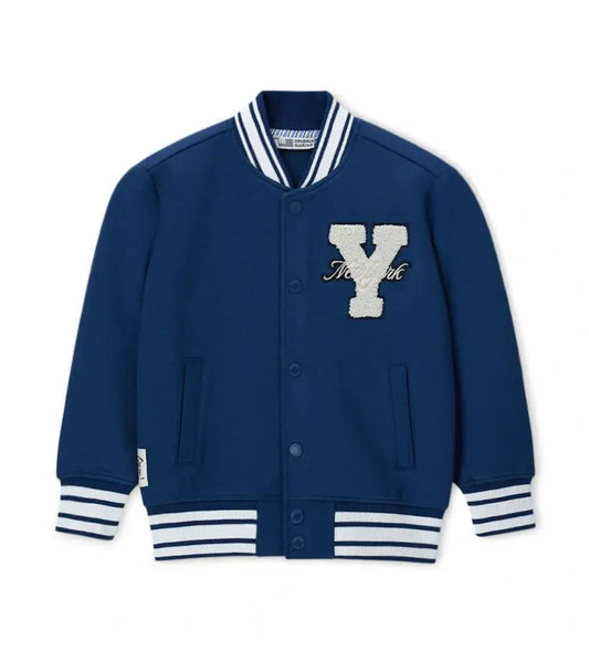 Παιδικό μπουφάν bomber για αγόρι σε oversized γραμμή με σπορ τυπώματα.