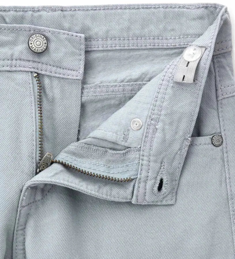 Παιδικό βαμβακερό παντελόνι Original Marines σε γκρι απόχρωση με φερμουάρ και κουμπί.