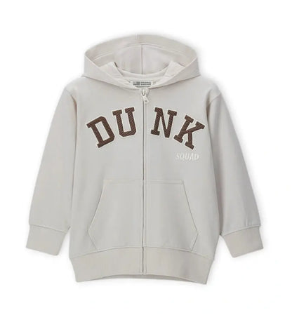 Παιδικό φούτερ για αγόρι με κουκούλα, φερμουάρ και κεντημένο σχέδιο.