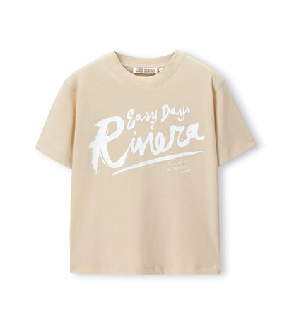 Παιδικό T-shirt για αγόρι oversized σε κίτρινο χρώμα με μοντέρνο τύπωμα.