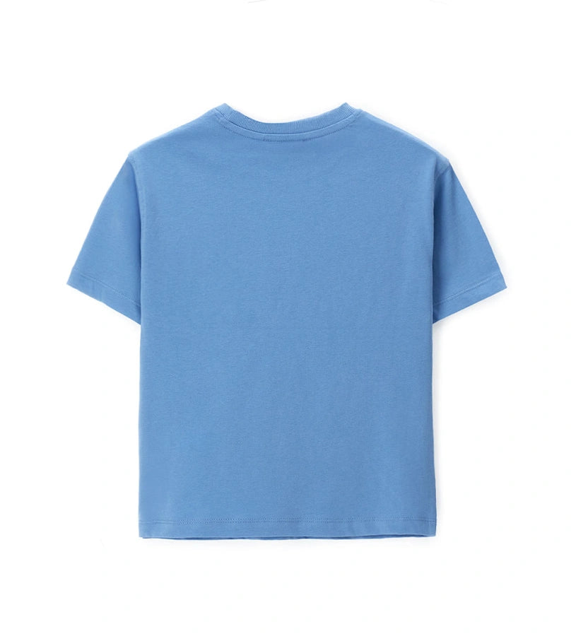 Η πίσω όψη του oversized παιδικού T-shirt Original Marines σε γαλάζιο χρώμα.