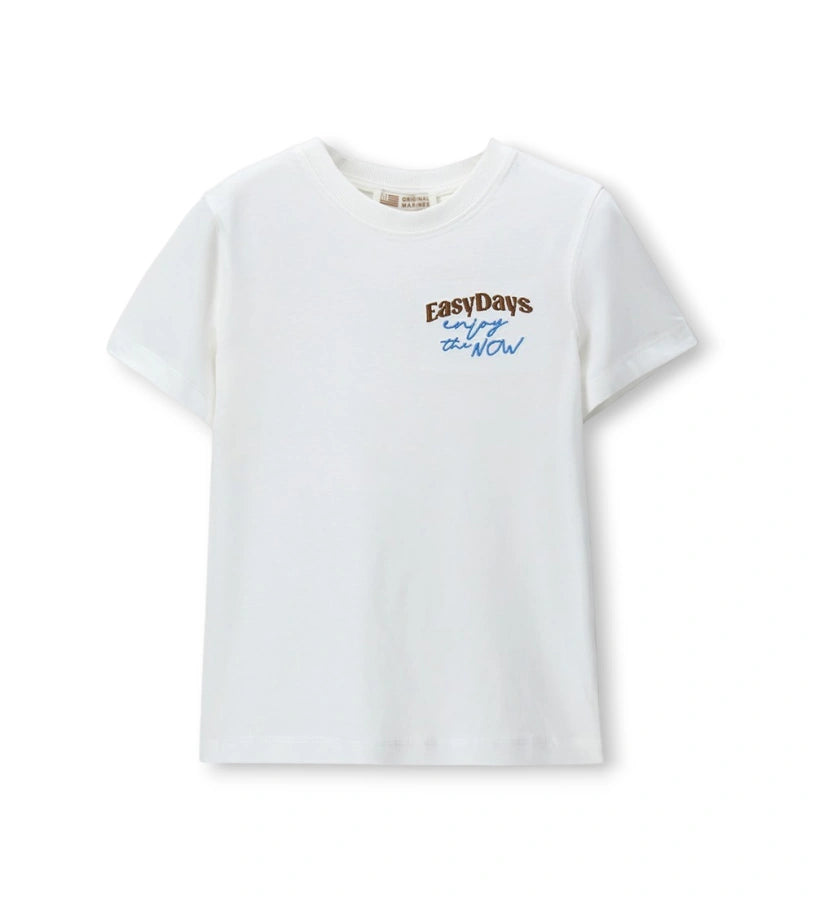 Παιδικό κοντομάνικο T-shirt για αγόρι σε λευκό χρώμα από 100% βαμβάκι.