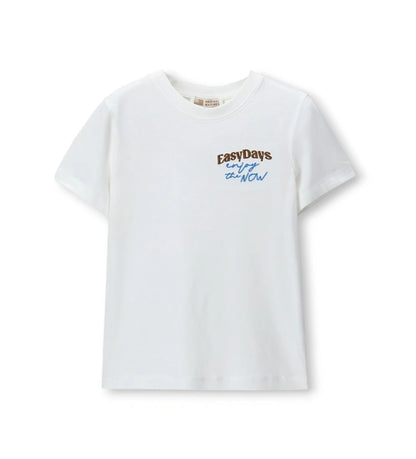 Παιδικό κοντομάνικο T-shirt για αγόρι σε λευκό χρώμα από 100% βαμβάκι.