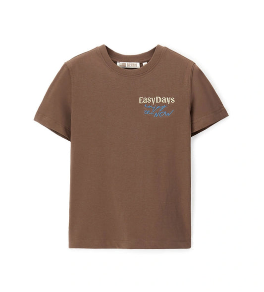 Παιδικό κοντομάνικο T-shirt για αγόρι σε γήινο καφέ χρώμα από 100% βαμβάκι.